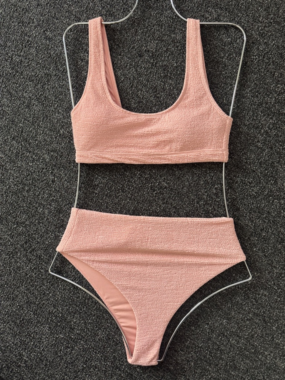 Billabong Pink Textured High-Waist Bikini Set